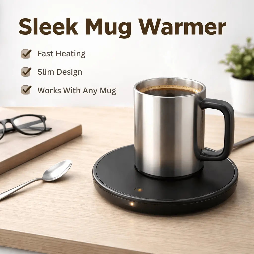 Slim design and fast heating mug warmer for any kind of mug.