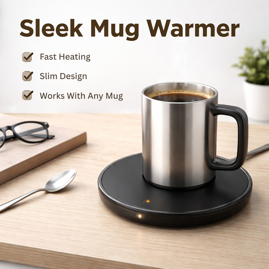 Slim design and fast heating mug warmer for any kind of mug.